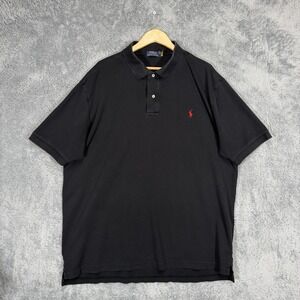 Polo Ralph Lauren Shirt Mens 2XLT Black 100% Cotton Pony Preppy Casual FLAW READ